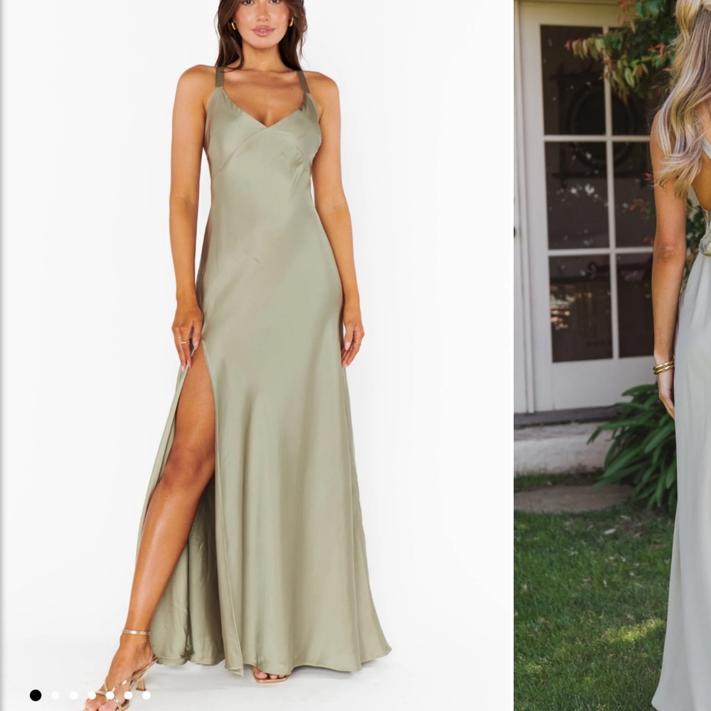 Show Me Your MuMu - Anderson Maxi Dress ~ Moss Green Luxe Satin